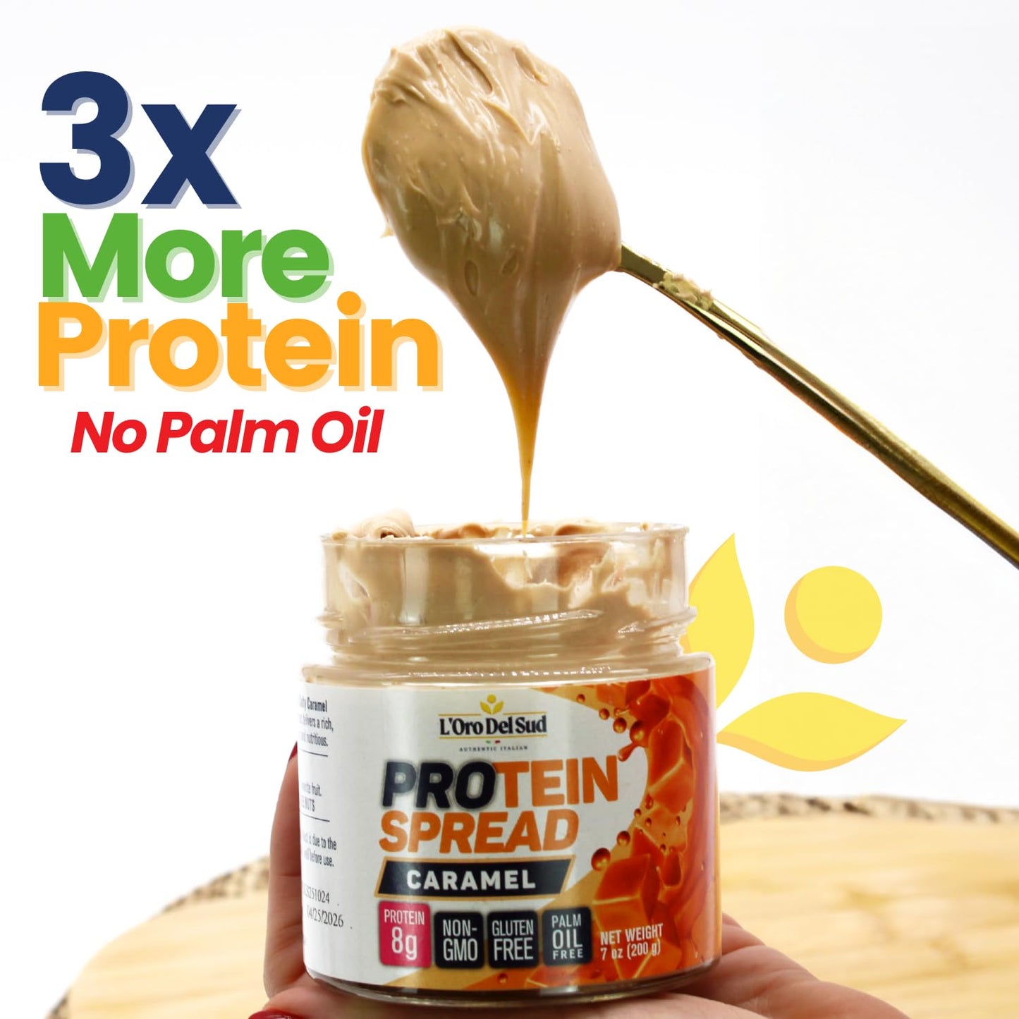 Salted Caramel Spread With Protein, High Protein, 8G Protein Per Serving, Protein Spread, Non Gmo, Product Of Italy, Non Palm Oi