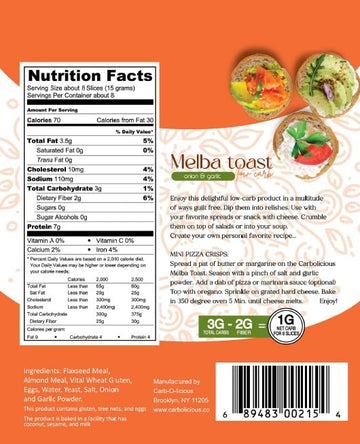 Low Carb Melba Toast - Onion & Garlic | 4 oz | Crunchy & Keto-Friendly [4 Pack] (4 Pack, Onion & Garlic)
