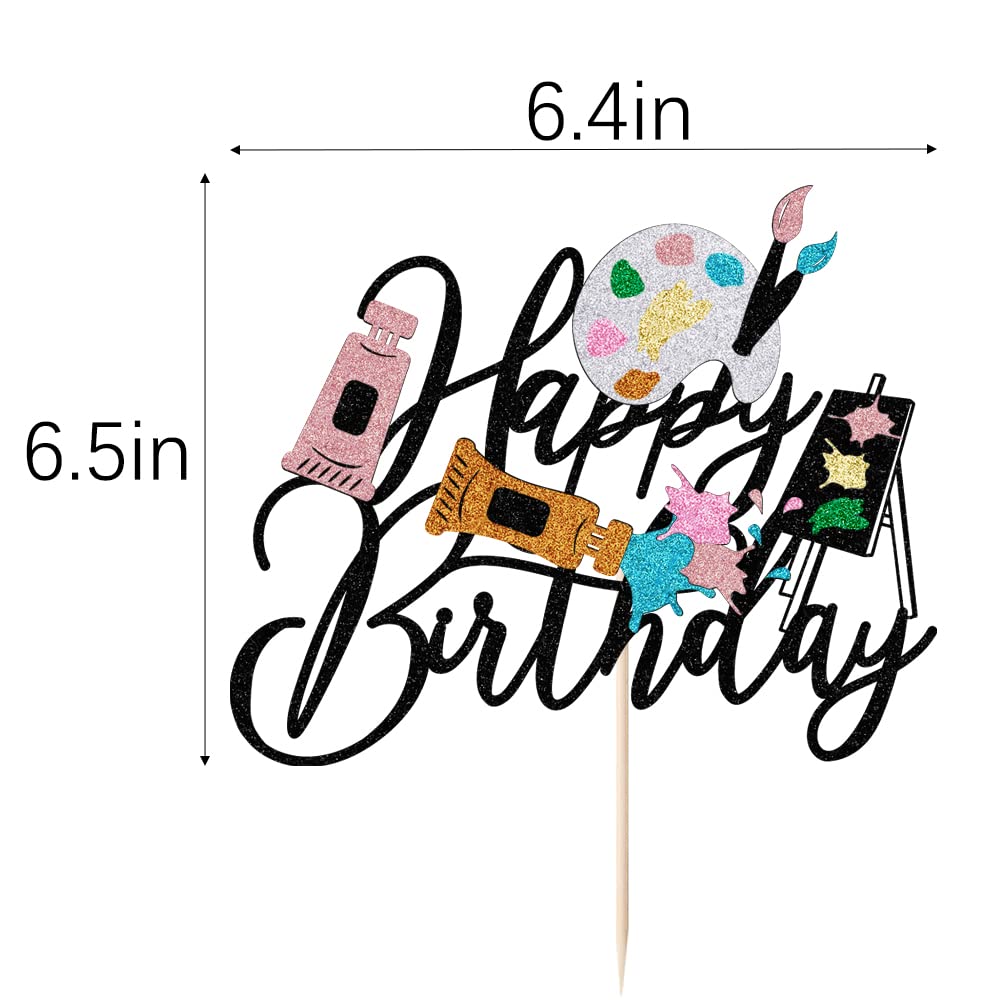 Lveud Happy Birthday Cake Topper - Painting & Drawing Board Theme