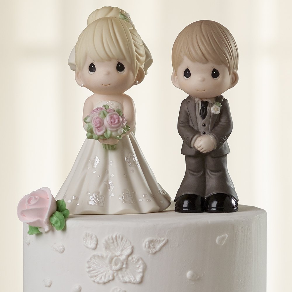 Precious Moments Perfect Couple Bride, Blonde Hair With Light Skin Tone Bisque Porcelain Wedding Figurine & Cake Topper, 172061,