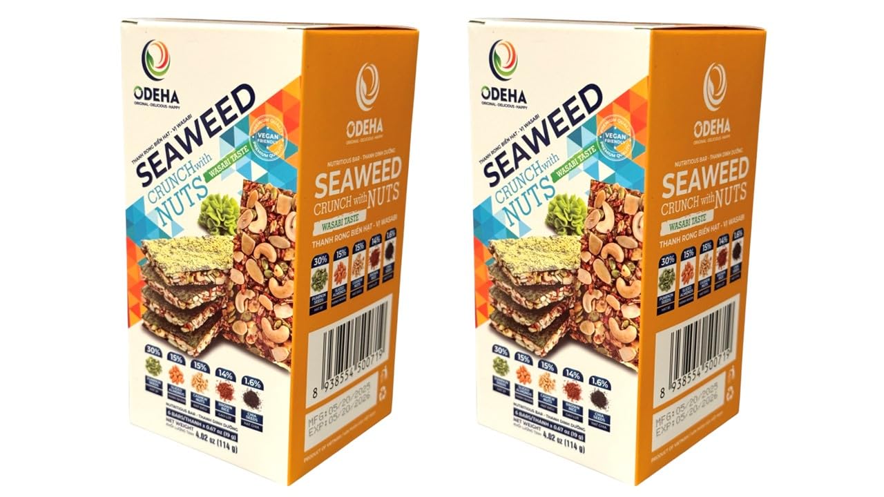 2 Packs - Seaherbal Product Wasabi Nuts - Rong Bien Hat Vi Mu Tat - 4 Oz Per Box With 2 Boxes Per Order