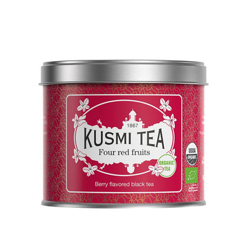 Kusmi Tea - Four Red Fruits - Organic Black Tea - Flavored with Strawberries, Raspberries, Redcurrants & Cherries - Smooth, Flav
