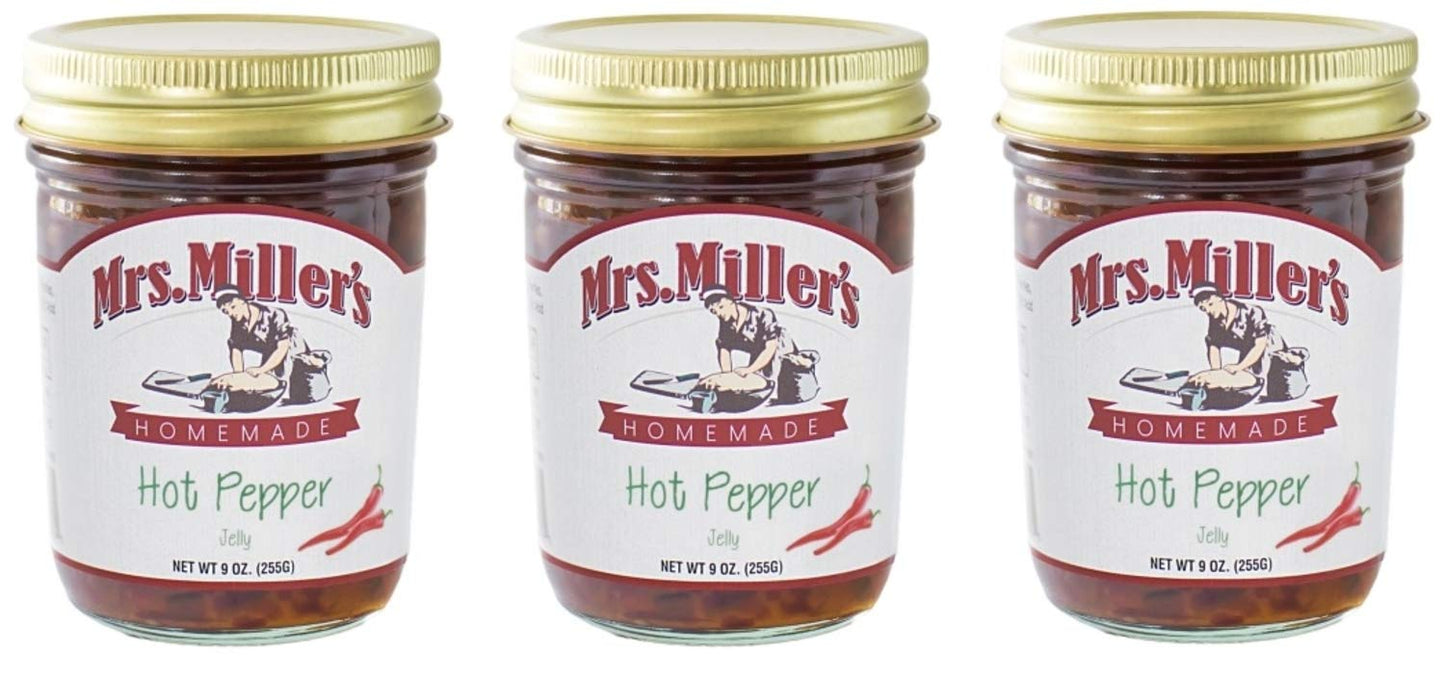 Mrs. Miller s Homemade Jelly, Hot Pepper, 9 OZ (Pack of 3)
