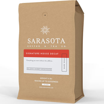 Sarasota Coffee Whole Bean Decaf | Dark Roast Gourmet Decaffeinated Coffee Beans | Low Acid, Mold Free, Specialty Grade Bulk Bea