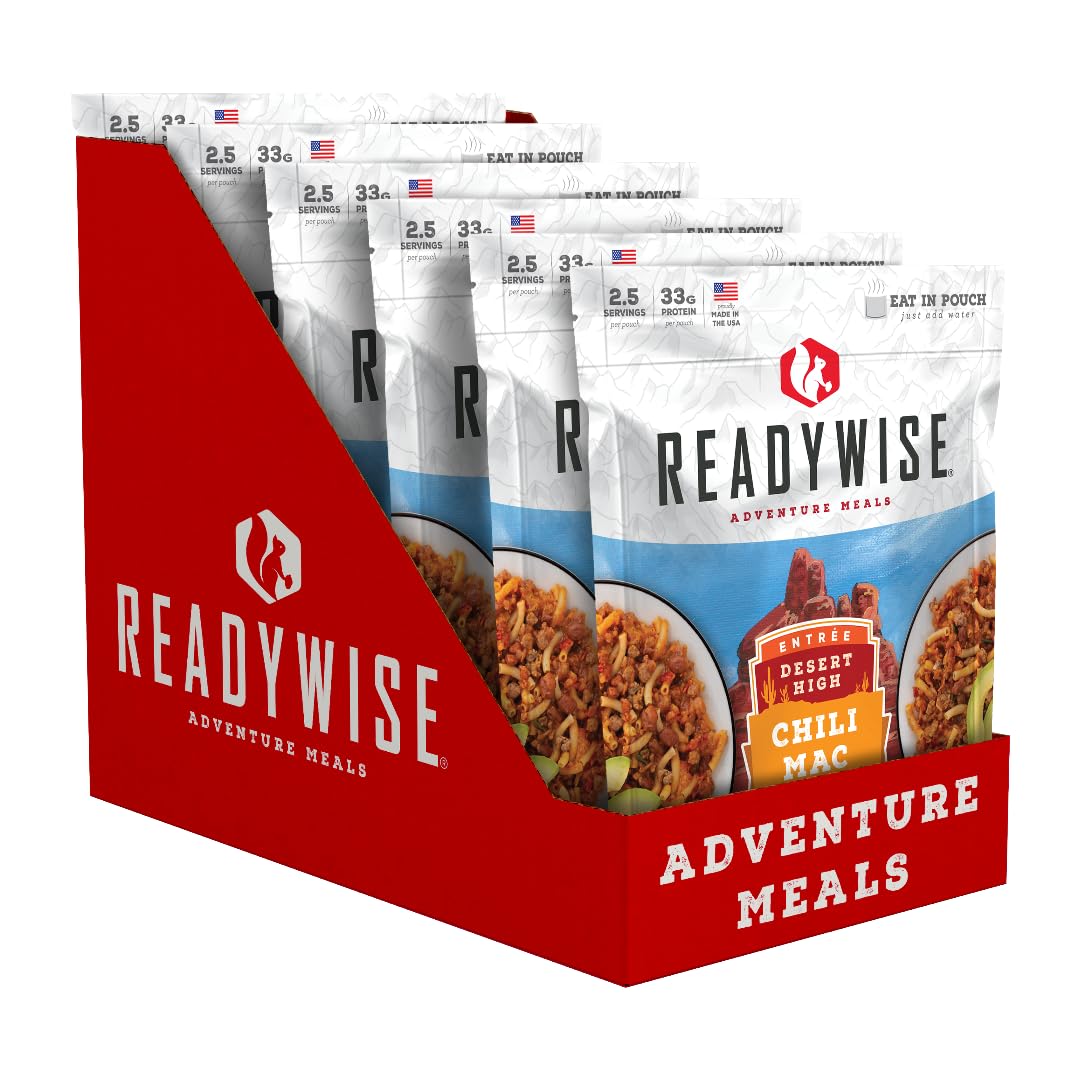 Readywise - Adventure Meal, Chili Mac With Beef, 15 Servings, Pack Of 6, Emergency Preparedness, Freeze Dried Food, Mre, Snack P