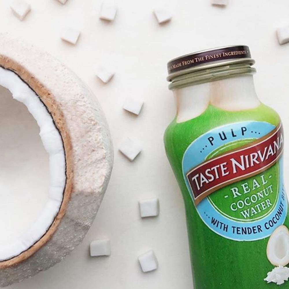Taste Nirvana Coconut Water with Coconut Bits, 9.5 Oz, Pack of 12