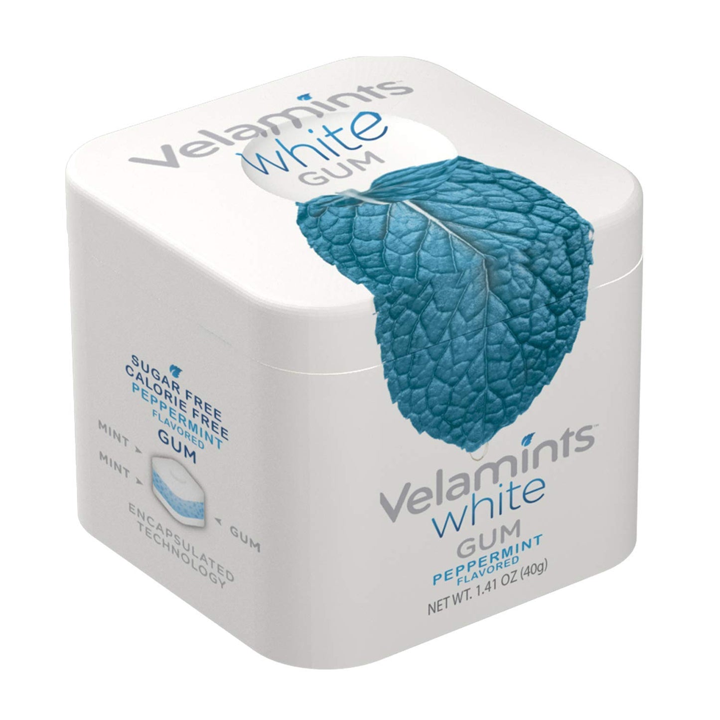Velamints White Peppermint Gum - Sugar Free Chewing Gum, Long Lasting Freshener, 40g (Pack of 8 Tins)