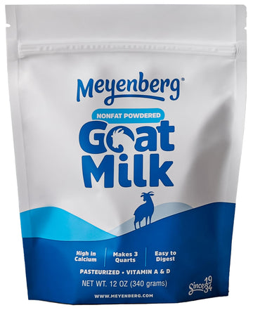 Meyenberg Nonfat Powdered Goat Milk, Resealable Pouch, Vitamin D, Gluten Free, Keto, Kosher, 12 Fl Oz (Pack Of 1)