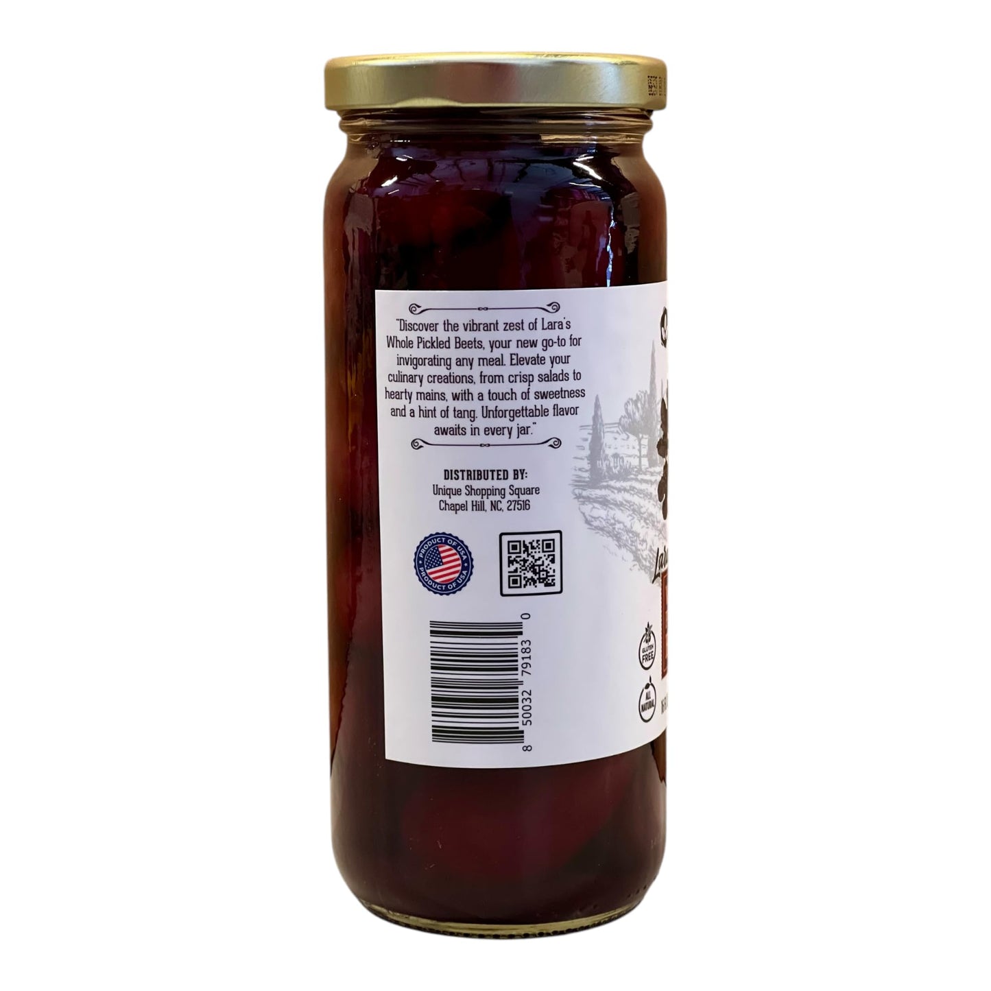 Lara'S Gourmet Passions Sweet Whole Pickled Beets - 16 Fl Oz Glass Jar - All-Natural, Gluten-Free, Ready-To-Eat