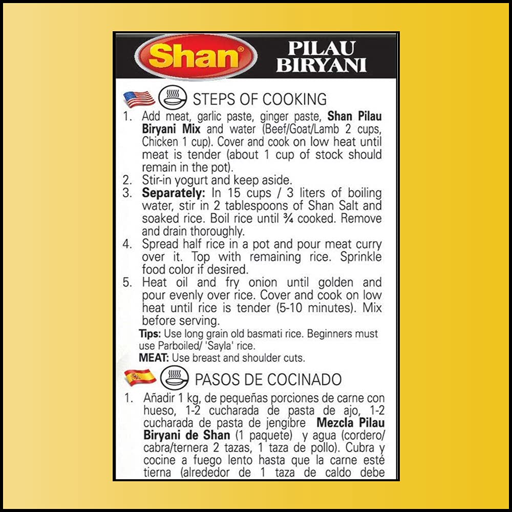 Shan - Pilau Biryani Seasoning Mix (50G) - Spice Packets For Mughal Style Meat Pilaf