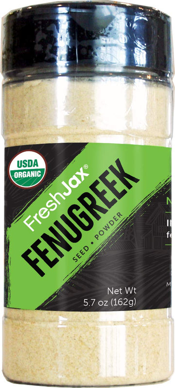 Freshjax Premium Organic Spices, Herbs, Seasonings, And Salts (Certified Organic Fenugreek Powder - Large Bottle)
