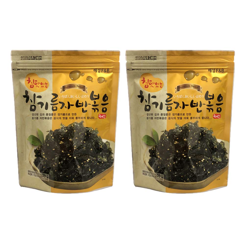 Korean Premium Roasted And Sea Salted Seasoned Seaweed Laver Snack 50G (Pack Of 2)
