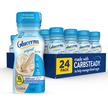 Glucerna Original Nutritional Shake, 10g Protein, 180 Calories, Homemade Vanilla, 8 Fl Oz Bottle, 24 Count