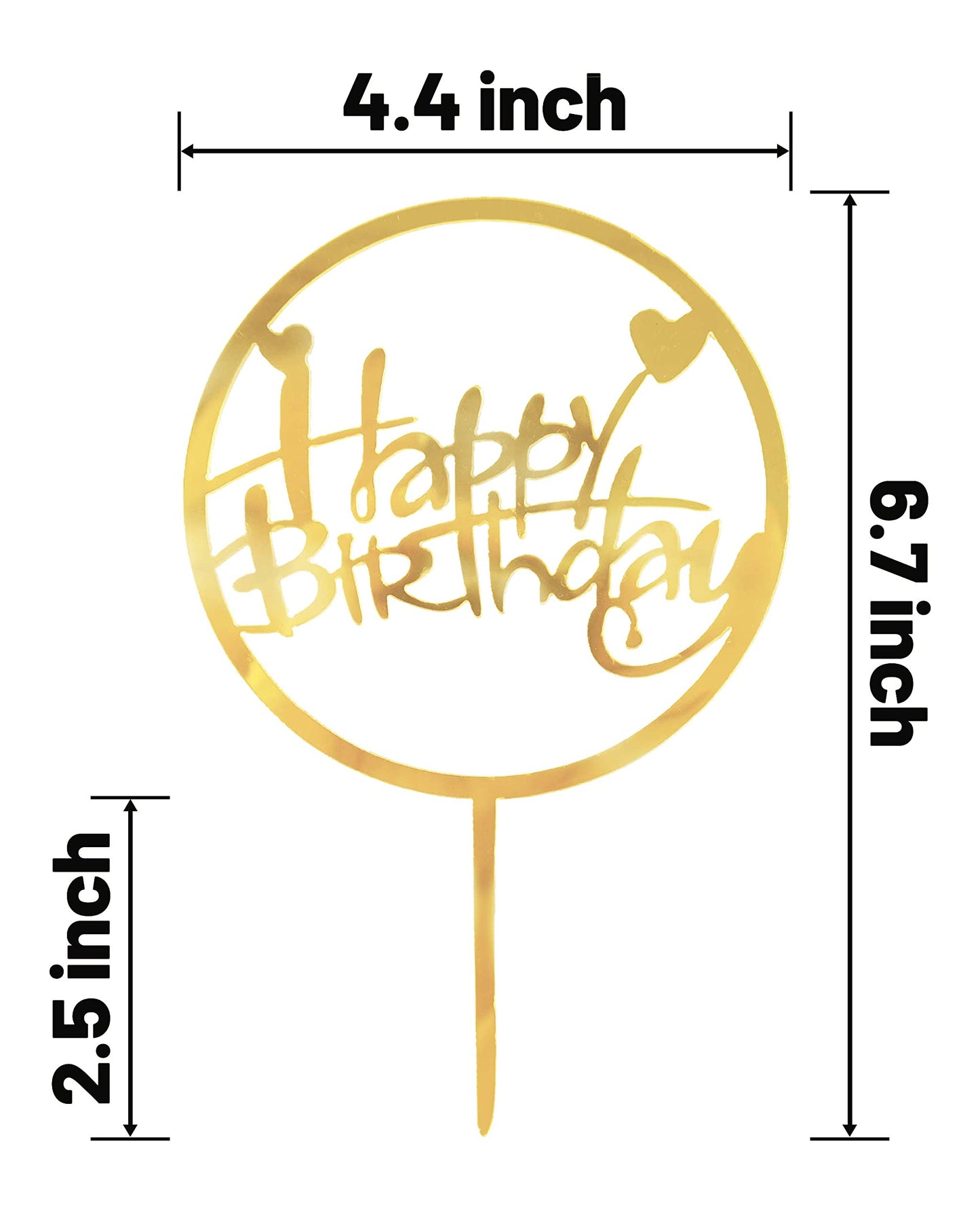 Happy Birthday Cake Toppers Gold, 18 Pcs Gold Happy Birthday Cake Topper, Acrylic Cake Decoration, Double-Sided Glitter Of Birth