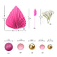 Flower Cake Topper Gold Palm Leaves Balls Cake Decoration For Baby Shower Birthday Party (Hot Pink)