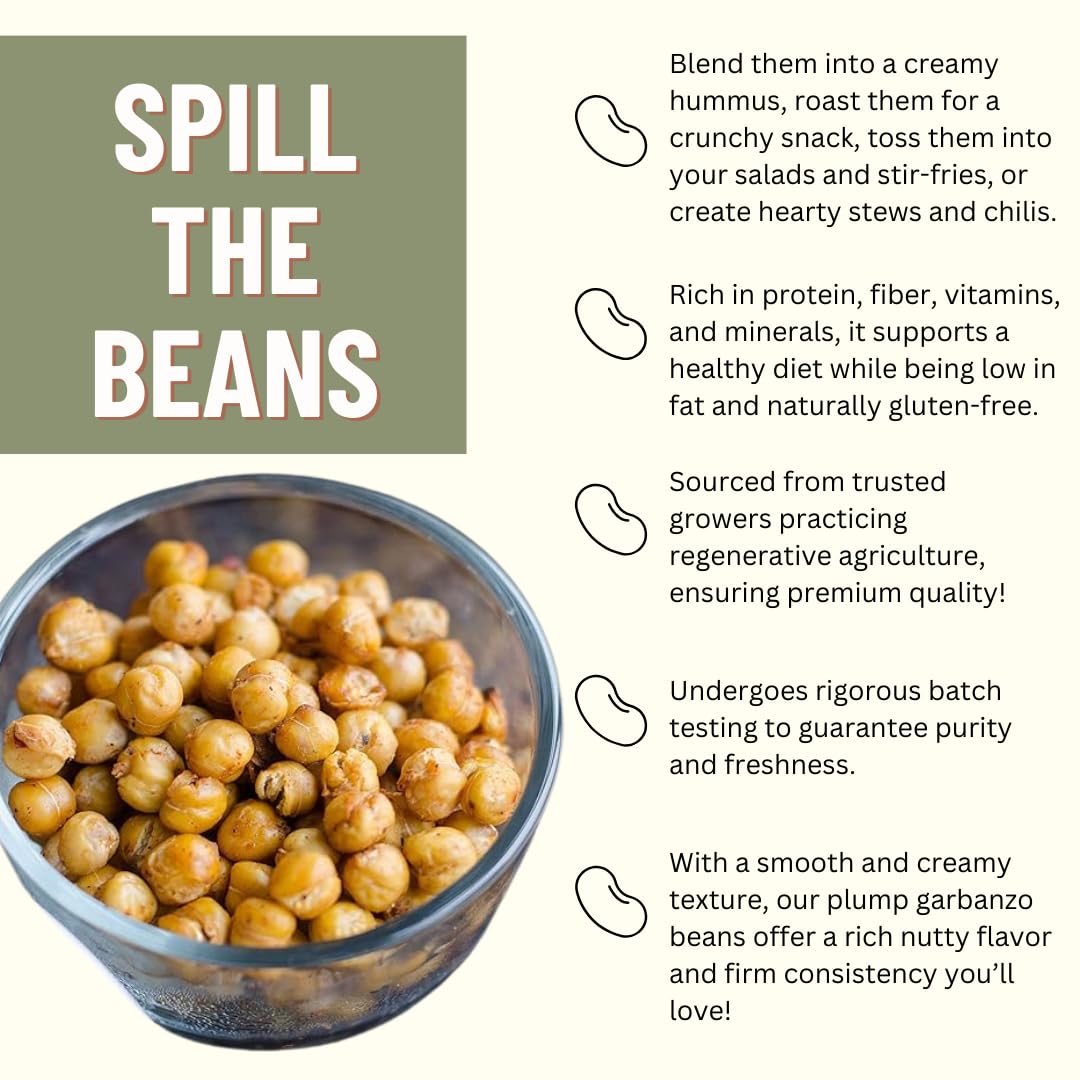 Mountain High Organics Certified Organic Dried Garbanzo Beans, Bulk, Non Gmo, Vegan, Sproutable Dried Chickpeas, Plant Based Pro