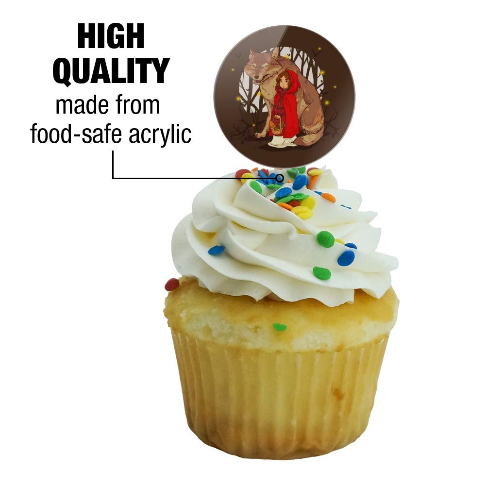 GRAPHICS & MORE Little Red Riding Hood Cupcake Picks Set of 6, Multi, Acrylic