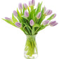 KaBloom Flowers -Valentine's Day Collection - 20 Purple Tulips with vase, Gift for Birthday, Sympathy, Anniversary, Get Well, Th