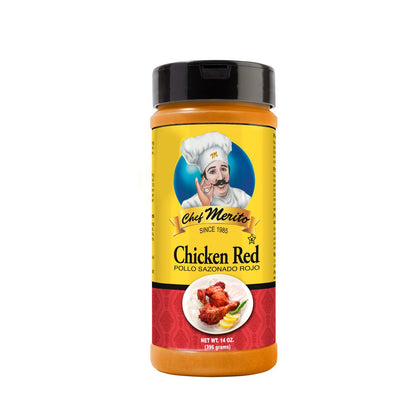 Chef Merito | Chicken Red Seasoning | 14 Ounces | Pack of One | Bold Latin Flavor for Chicken, Tacos, and More | 1 Jar | Authent