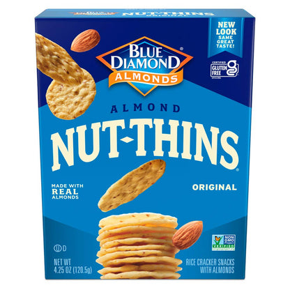 Blue Diamond Almonds Nut Thins Gluten Free Cracker Crisps, Original, 4.25 Ounce (Pack of 12)