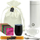 What-a-Surprize Organic Tea Gift Set - 25 Piece Tea Lovers Basket with Portable Kettle - White Kettle - Satin Color