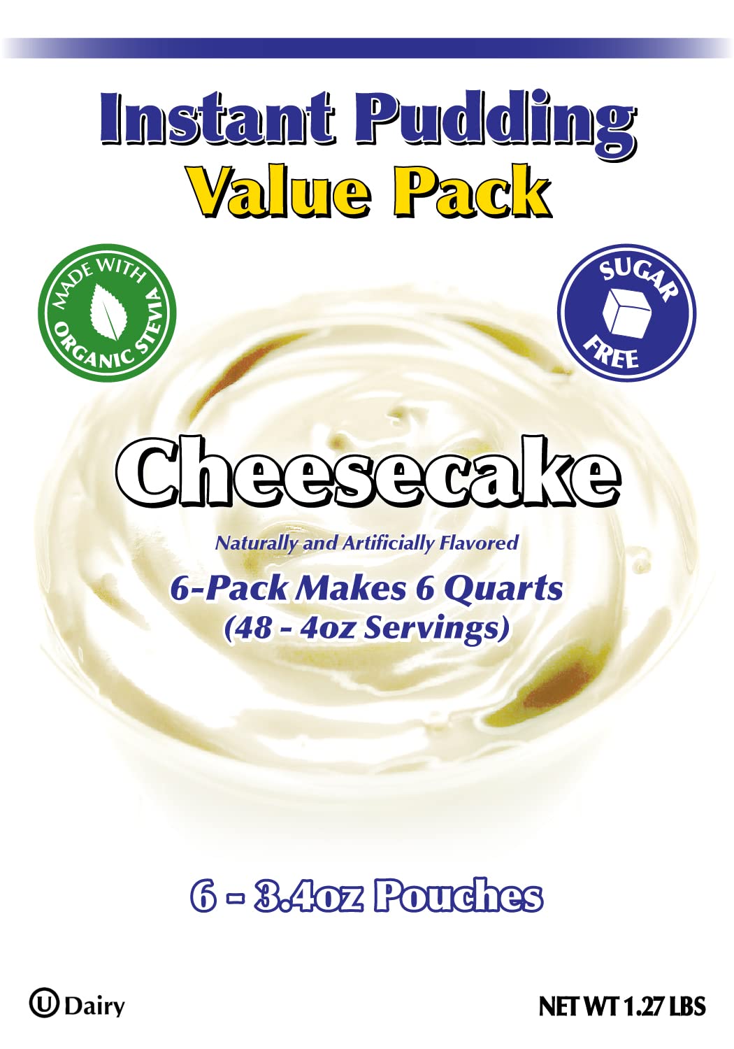 Gramzero Cheesecake Sugar Free Pudding Mix 6-Pack, Great For Nutrition Club Meal Replacement Shakes, Low Calorie Dessert, Stevia