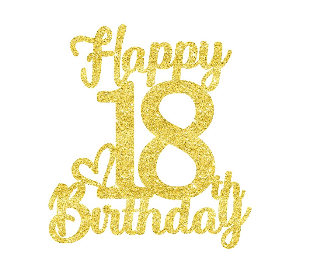 18 Birthday Cake Toppers-Gold Glitter, 18Th Cake Topper For Boy,18 Cake Topper For Girl, 18Th Birthday Decorations,18Th Birthday
