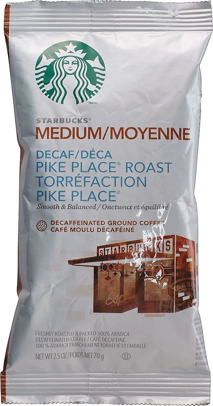 Starbucks 11023061 Coffee, Pike Place Decaf, 2 1/2 Oz Packet, 18/Box