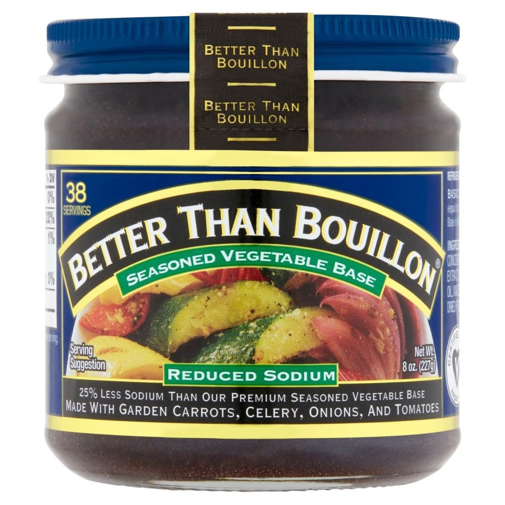 Better Than Bouillon Reduced Sodium Base Variety Pack, 3 Jars, 8 Ounce (Roasted Chicken, Seasoned Vegetable, Roasted Beef)