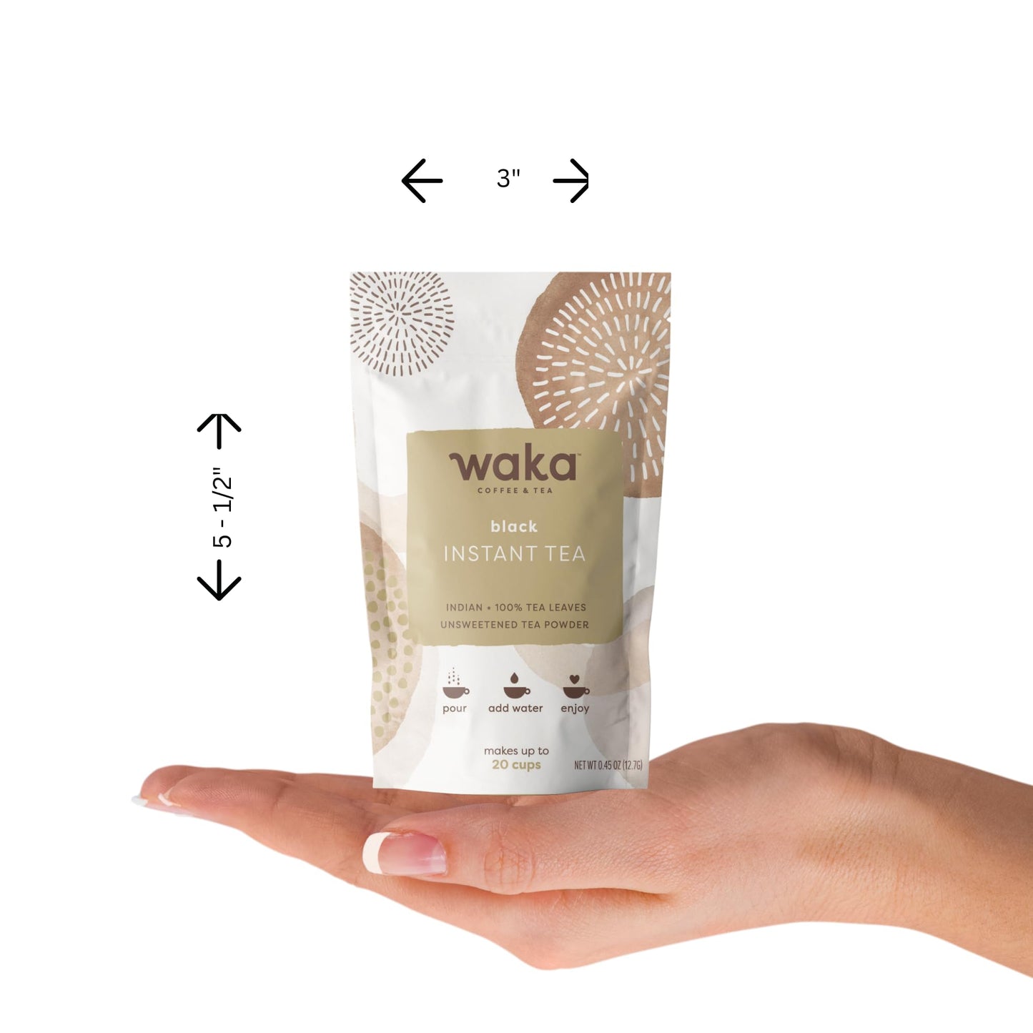 Waka Instant Black Tea Mix, Classic - 100% Tea Leaves, No Additives, Unsweetened Travel Size Tea Powder - Easy Quick Hot And Ice