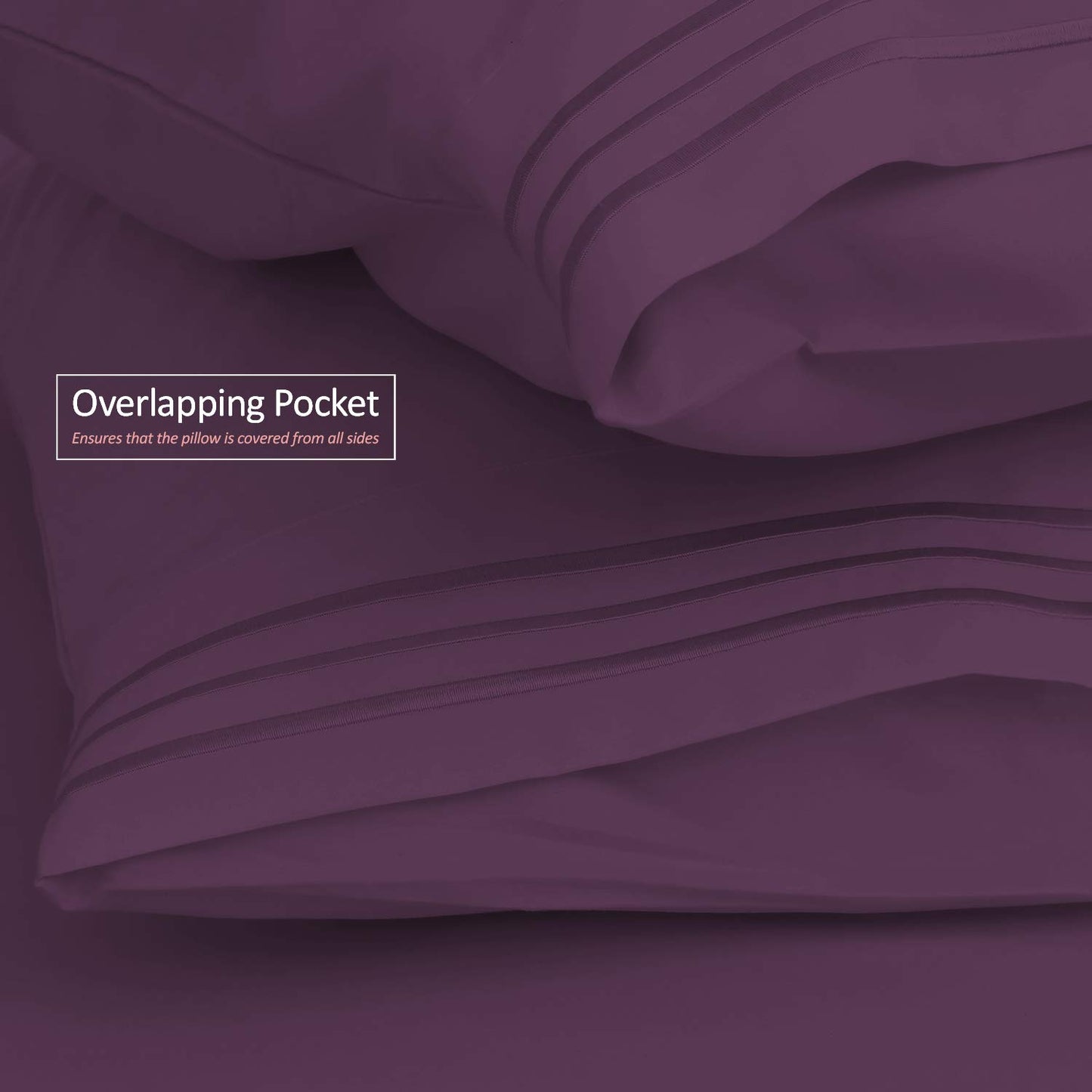 Nestl King Size Pillow Cases 2 Pc - Soft Pillow Cover - Lightweight Purple Eggplant Pillowcase - Microfiber King Size Pillow Cas