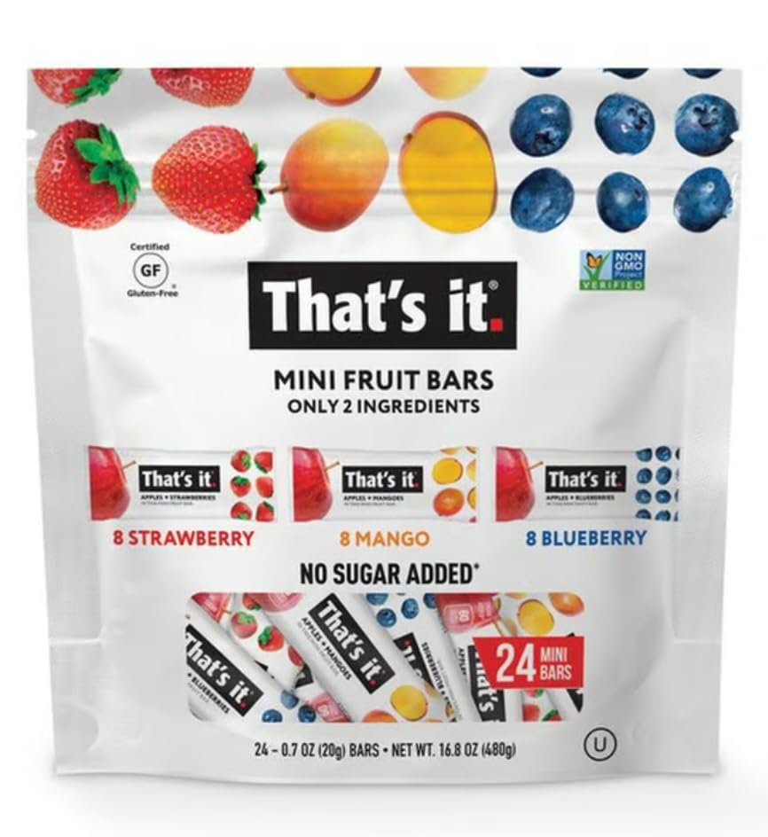 Mini Fruit Bars, That'S It, 24 Ct, Variety Pack, Strawberry, Mango, Blueberry, Packaged With Bryant Desai Supplies, Llc Pen