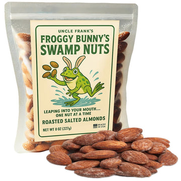 Gears Out Uncle Frank’s Froggy Bunny’s Swamp Nuts, 8oz Roasted Almonds, Funny Easter Gag Gift for Adults, Made in USA