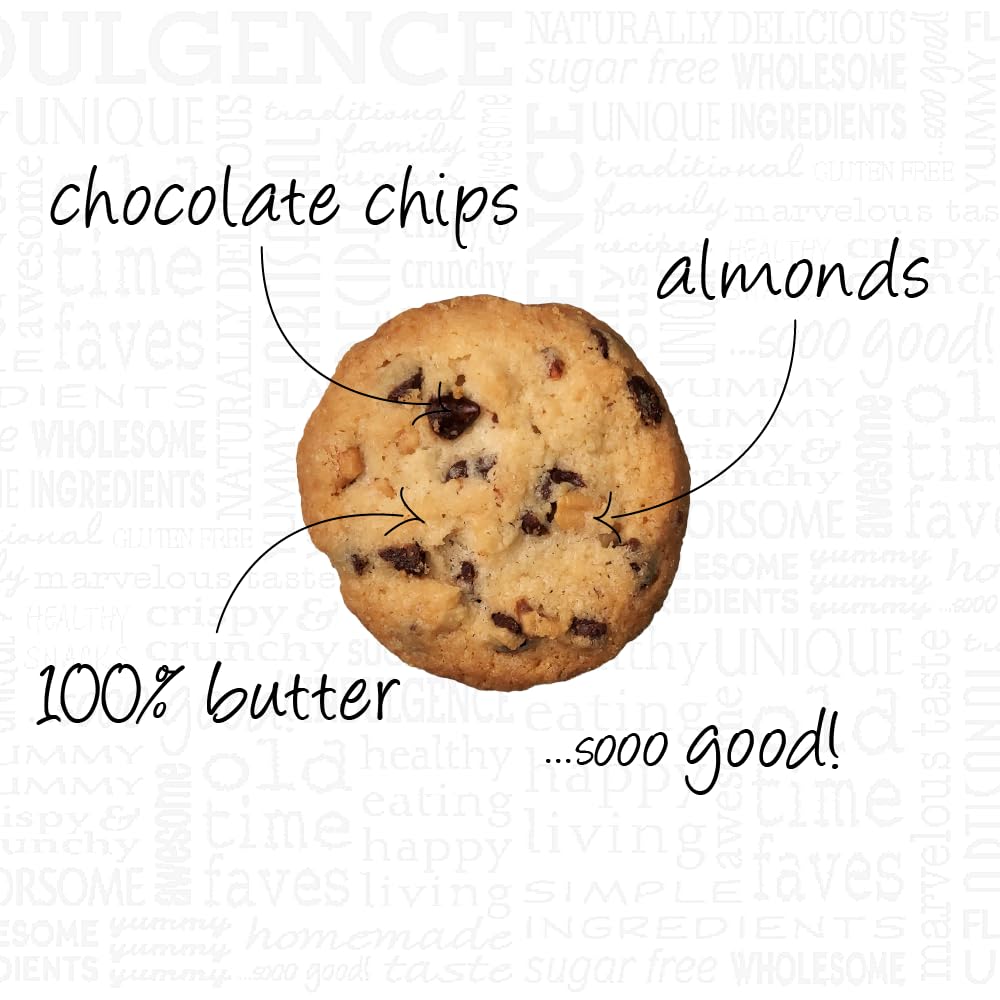 Aunt Gussie'S - Spelt Sugar Free Chocolate Chip Cookies With Almonds - 4 Pack