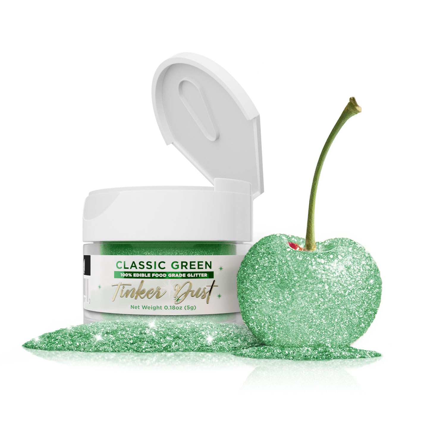 Bakell - Classic Green Tinker Dust (5g, 1x Jar) Edible Glitter for Food, Desserts, and Beverages!