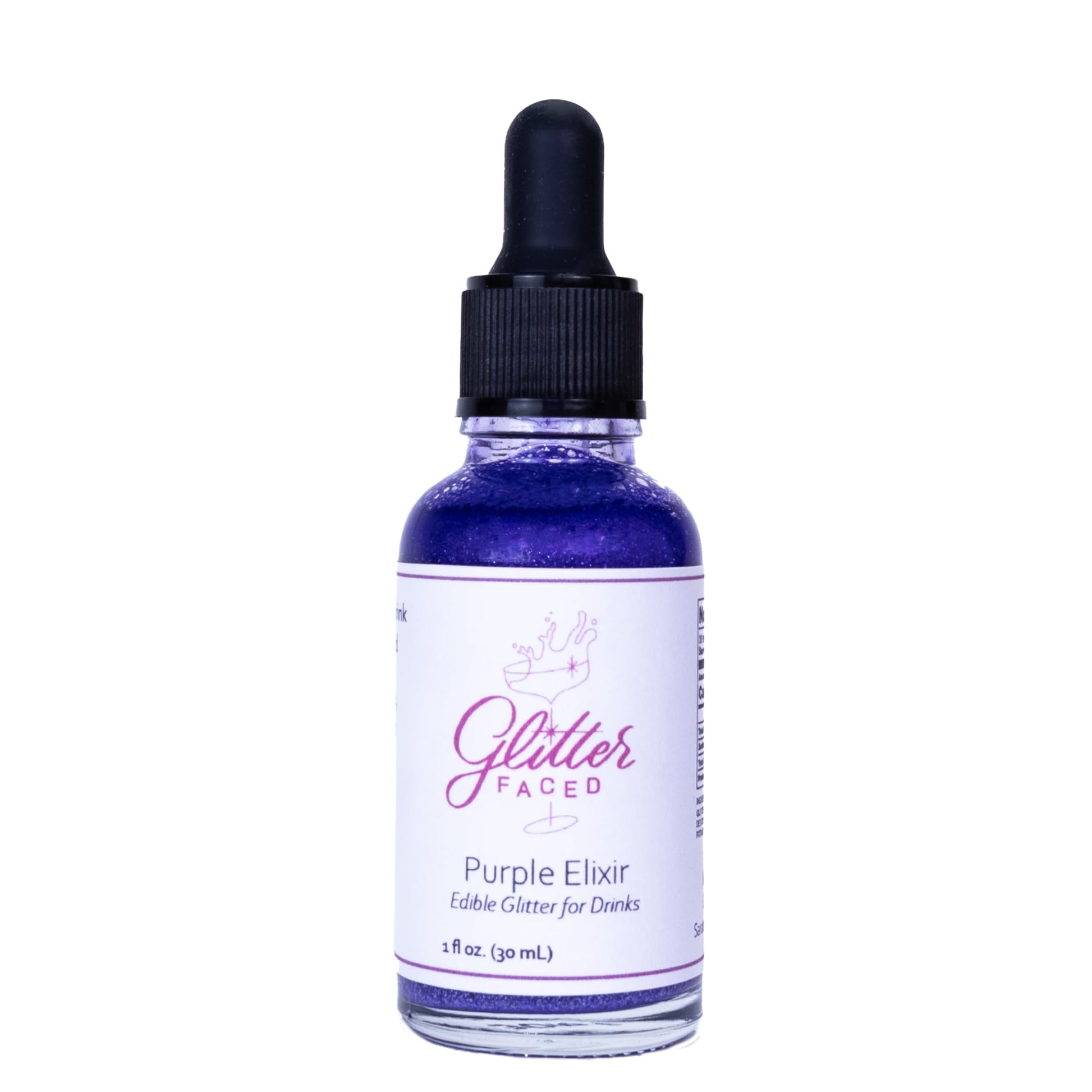 Glitter Faced Purple Edible Glitter for Galentines Cocktails & Mocktails, Mess-Free Glitter for 30 Drinks, Luster Dust Made from
