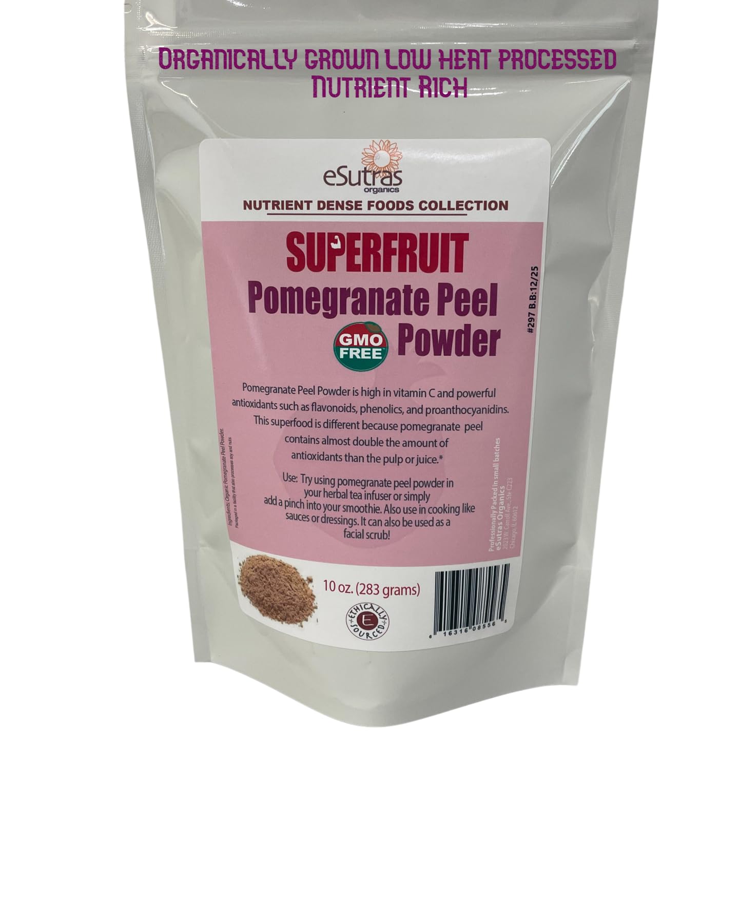 eSutras Organics Pomegranate Peel Powder Superfood, 10 Ounce