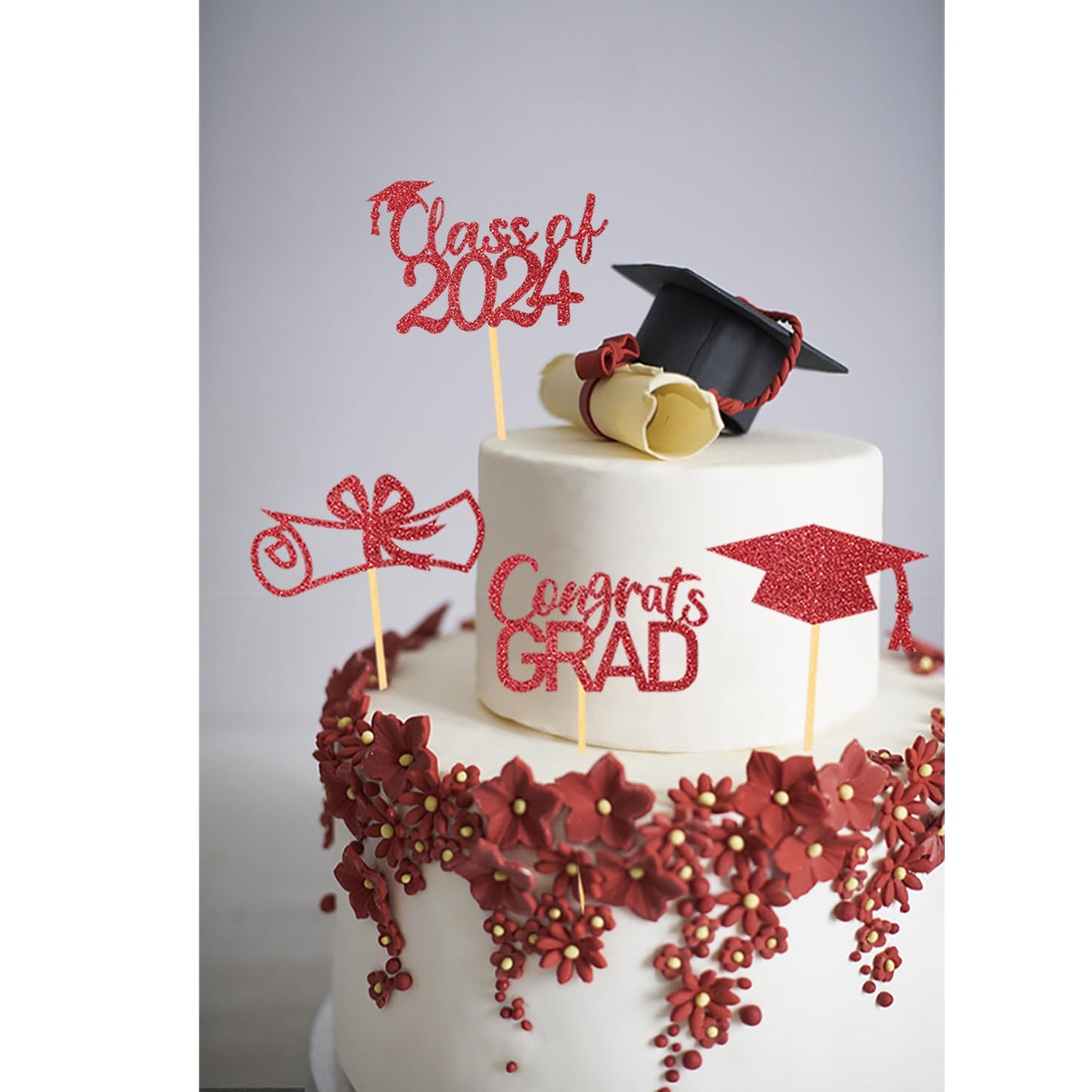 2024 Graduation Cupcake Toppers, Class Of 2024 Cupcake Toppers For Graduation Decorations, Congrats Grad Graduation Cake Decorat