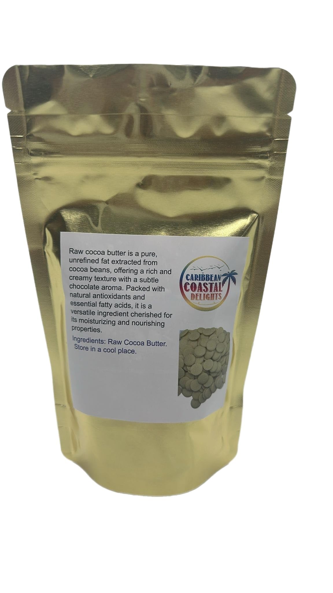 Caribbean Coastal Delights Pure Raw Cocoa Butter - Fresh Scent, 1 Lb, All Skin Types & Tones