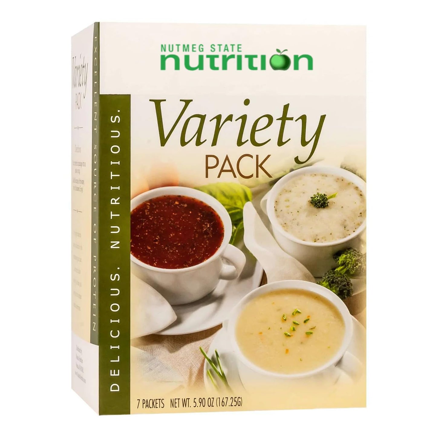 Nutmeg State Nutrition - High Protein Instant Soup Mix  Low Calorie  Low Fat  Low Carb  Ideal Protein Compatible  7 Servings Per Box (Variety Pack)
