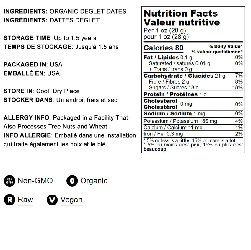 Food To Live Organic Deglet Noor Dates, 7 Pounds - Pitted, Non-Gmo, Soft & Juicy, Unsulfured, Raw, Dried Fruit, No Sugar Added,