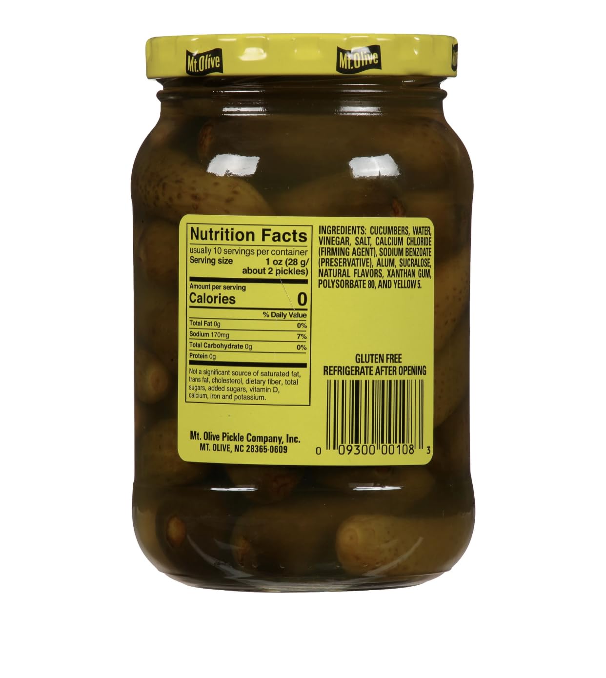 Mt. Olive Sweet Gherkins No Sugar Added 16 Oz (Pack of 2)