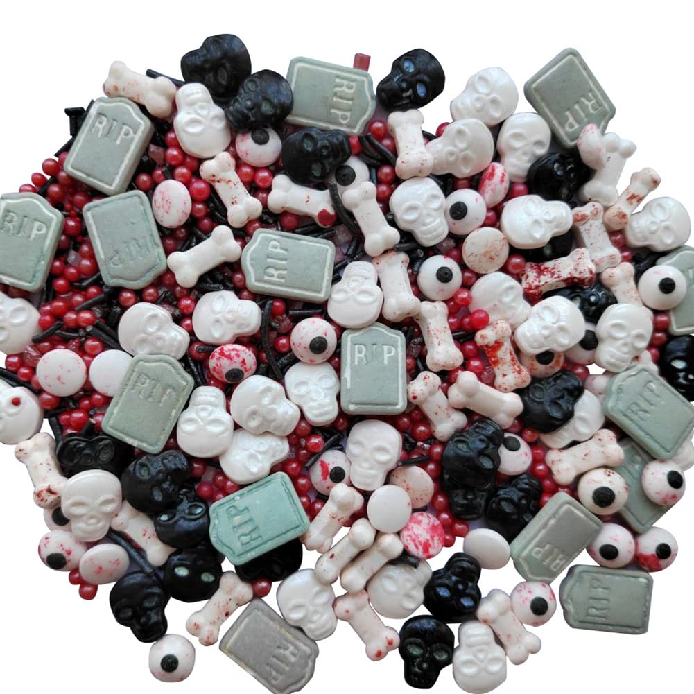1 Bottle Candy Eyeballs Bloody Red Eyes Dog Bones Cake Cupcake Toppers Cookie Decorations Edible Dessert Sprinkles Mix for Hallo