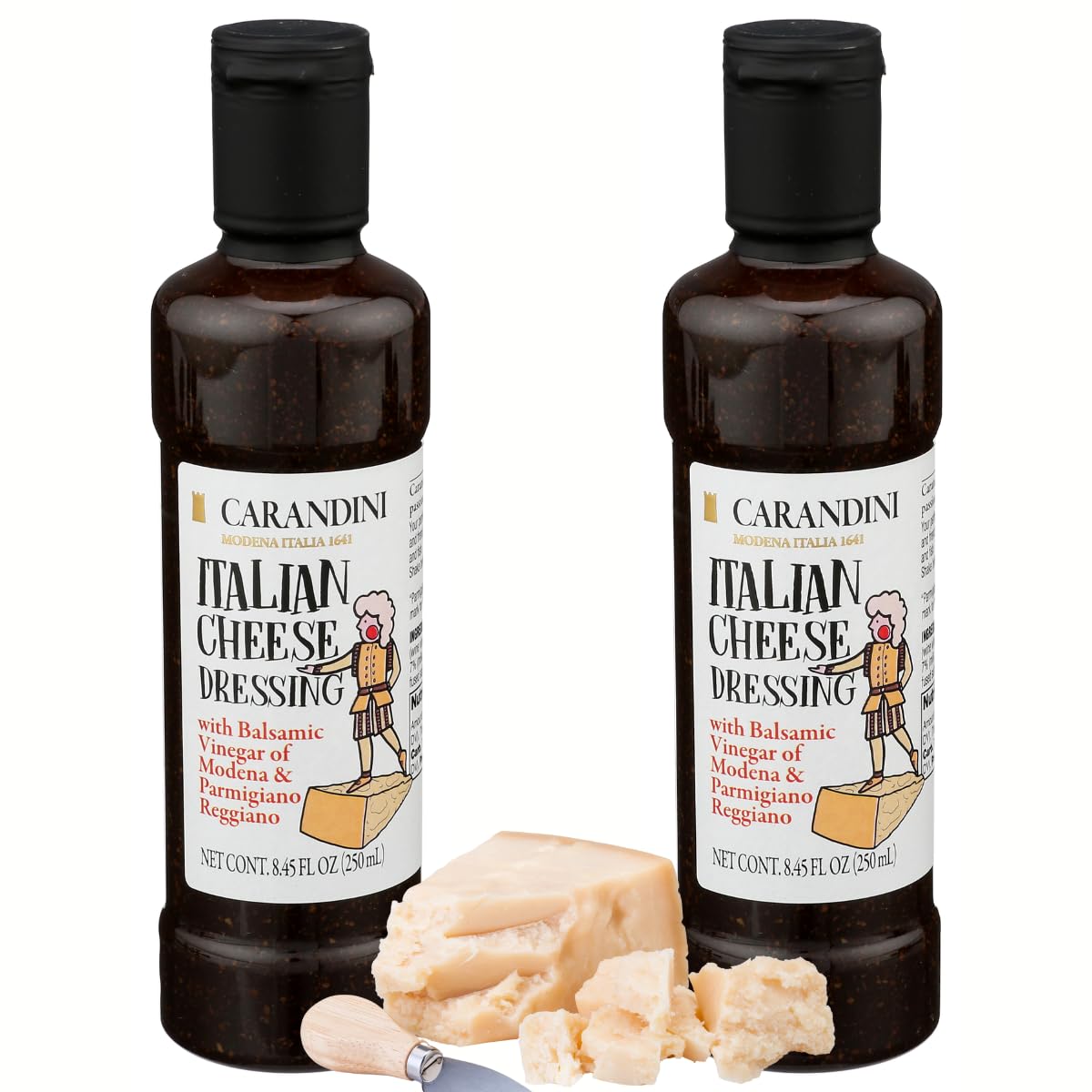 Carandini Italian Cheese Dressing with Balsamic Vinegar of Modena & Parmigiano Reggiano DOP, Tangy, Gluten-Free, Gourmet - 8.45 