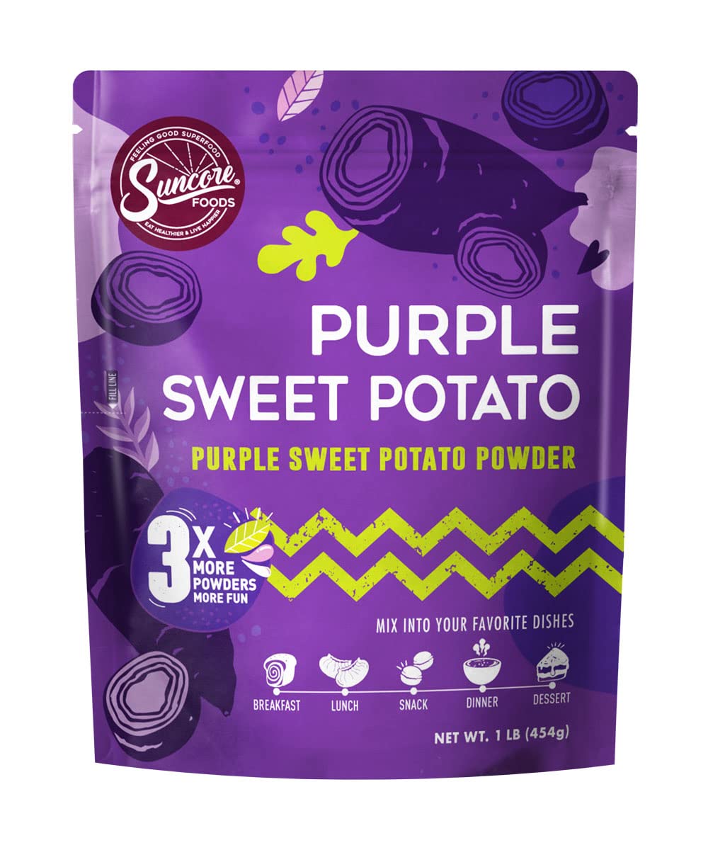 Suncore Foods Purple Sweet Potato Powder, Purple Food Coloring Powder, Gluten-Free, Non-Gmo, 16Oz (1 Pack)