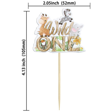 Gyufise 36Pcs Wild One Cupcake Toppers Jungle Animal One Cupcake Picks 1St Birthday Baby Shower Cake Decorations Jungle Safari T