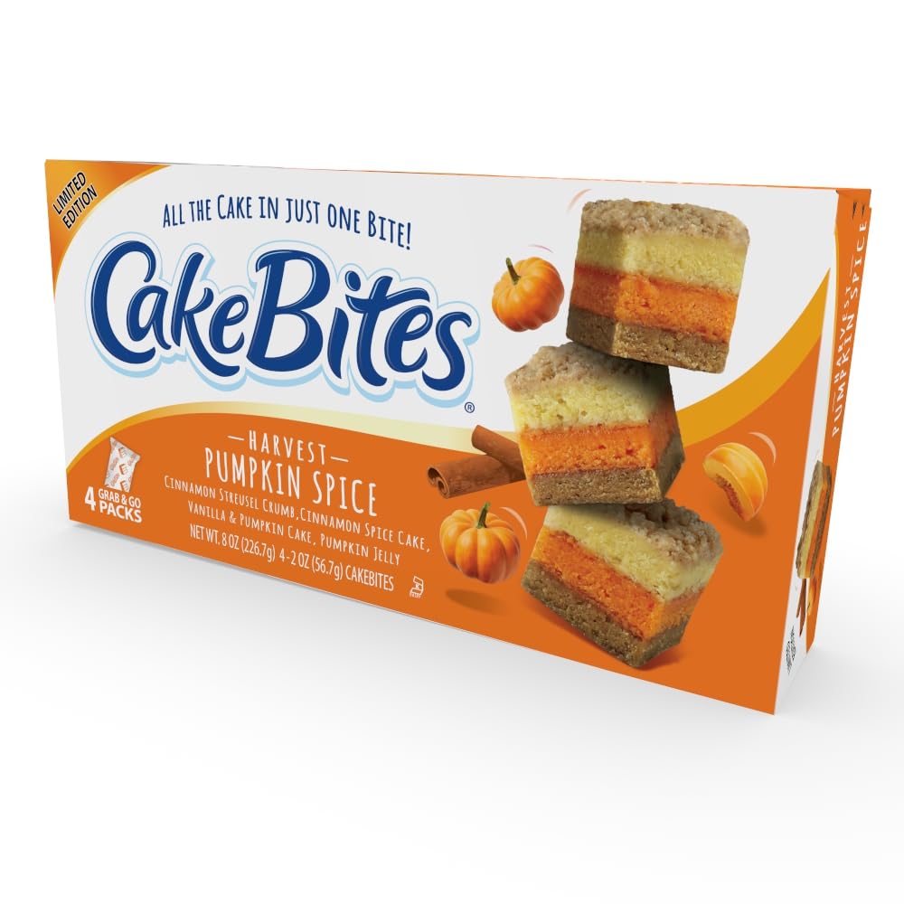 Product name: The Original Cakebites by Cookies United  Grab-and-Go Bite-Sized Snack (Harvest Pumpkin Spice  4 Pack)