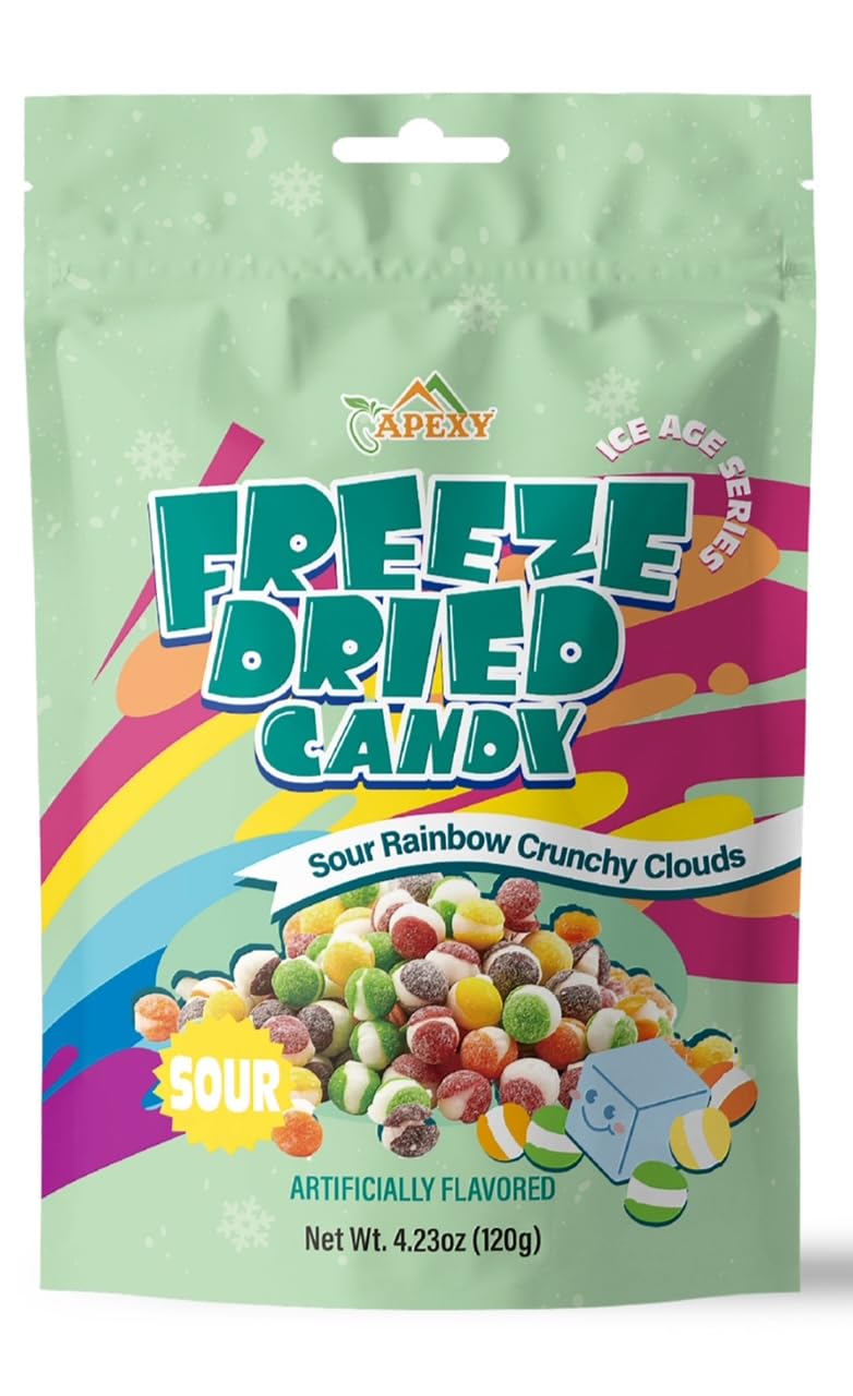 APEXY Freeze Dried Rainbow Candy Assorted Flavor - Crunchy Treats & Snacks - 4.23oz (120g) - Resealable Pouch