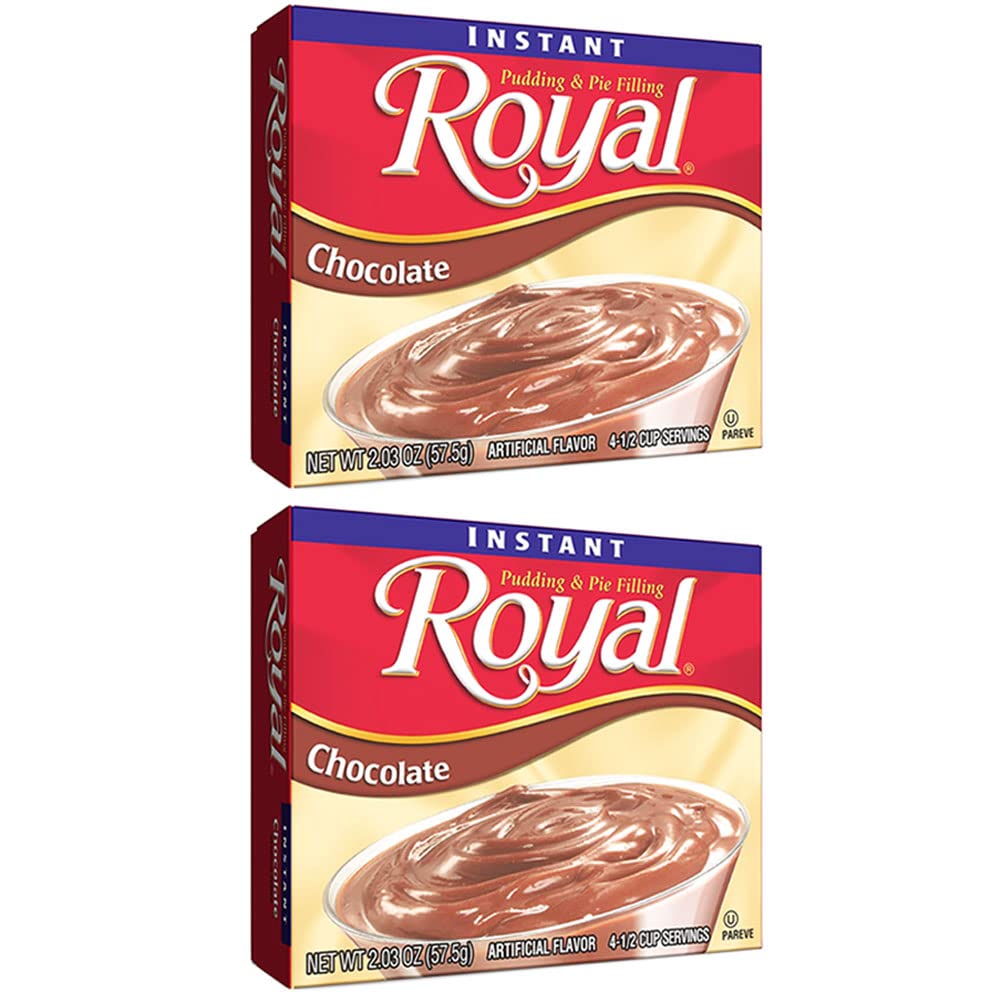 Generic Royal Instant Pudding Chocolate Dessert Mix, 4 Packs, 2.03oz Each, Kosher Pareve, Red