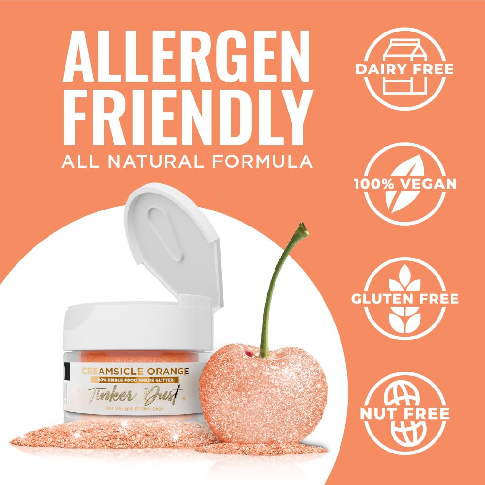 Bakell - Creamsicle Orange Tinker Dust (5G, 1X Jar) Edible Glitter For Food, Desserts, And Beverages!